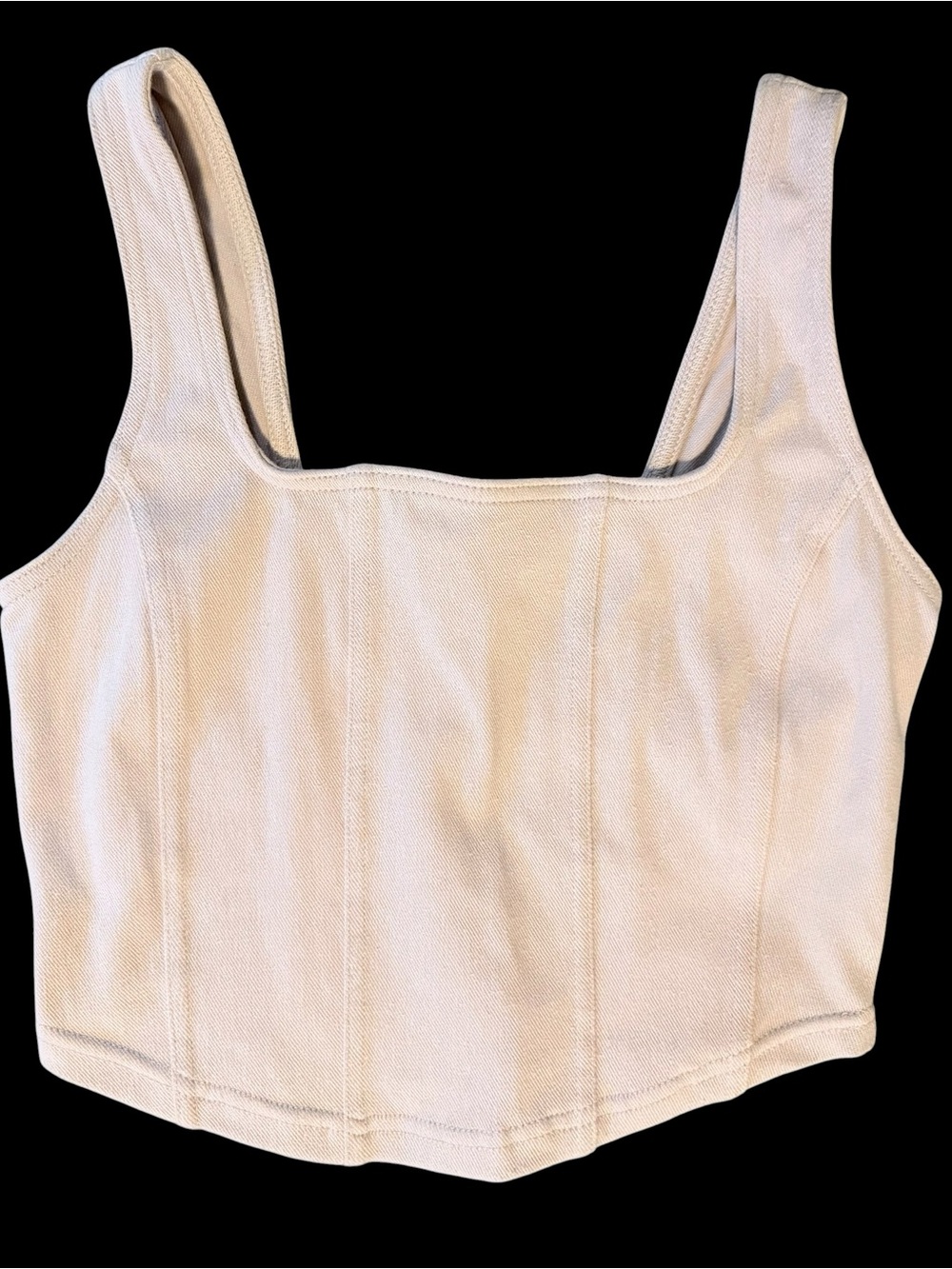 Rae Mode Womens Small Beige Corset Crop Tank Top Square Neck Stretch Casual